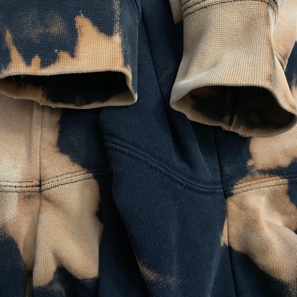 Obey Long Sleeve Hoodie Acid Wash Tie Dye Black Brown Kangaroo Pocket Medium - Picture 11 of 16